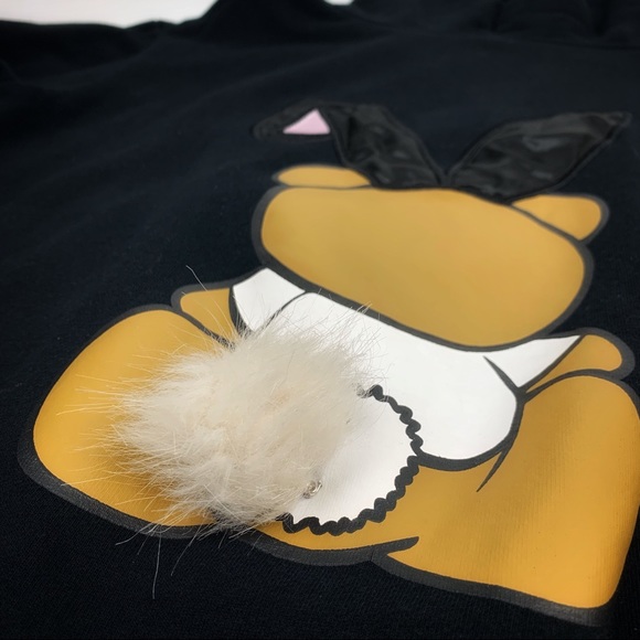 Moschino Playboy Teddy Bear Bunny Black Hooded Sweater - Picture 7 of 8